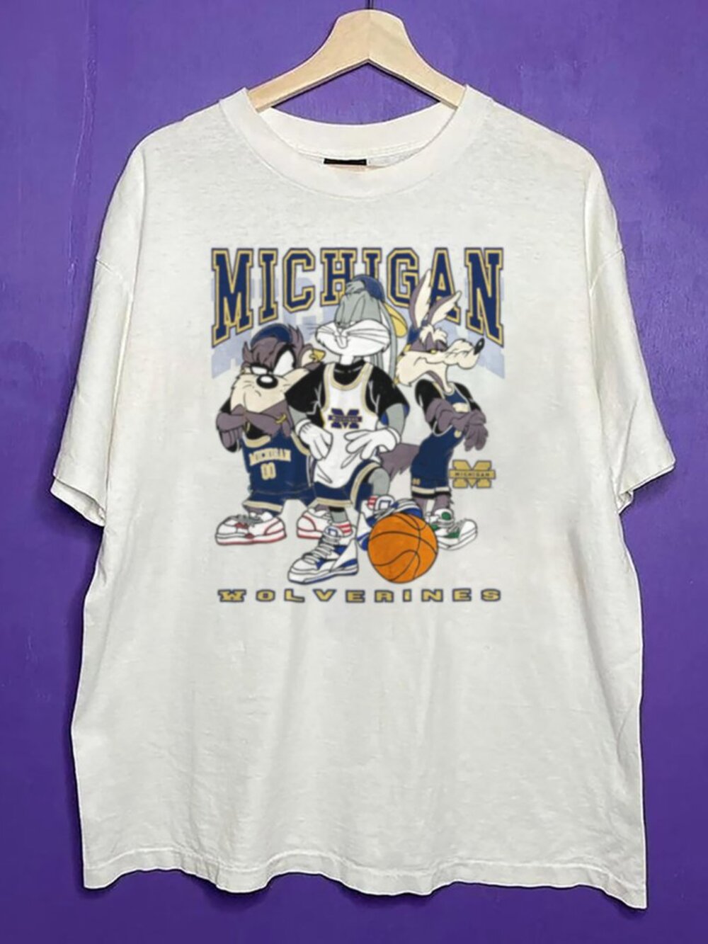 Vintage NCAA Michigan Wolverines Looney Tunes Shirt, University of Michigan Tee
